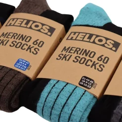 Helios Merino One 60, skistrømper, 2 par, lyseblå