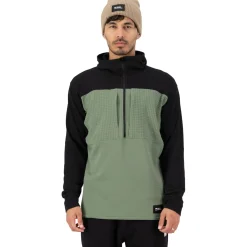 Mons Royale Offgrid Merino Fleece 1/2 Zip, trøje, herre, grøn/sort