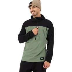 Mons Royale Offgrid Merino Fleece 1/2 Zip, trøje, herre, grøn/sort