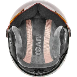 Uvex Rocket JR Visor, skihjelm med visir, junior, lysegrå/lyserød